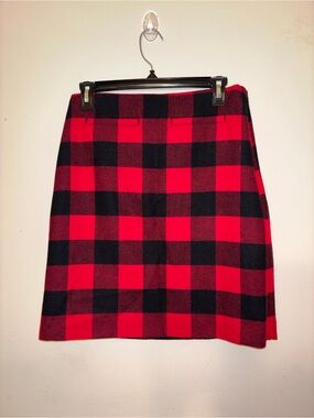 Talbots buffalo plaid wool blend mini skirt black & red - lined